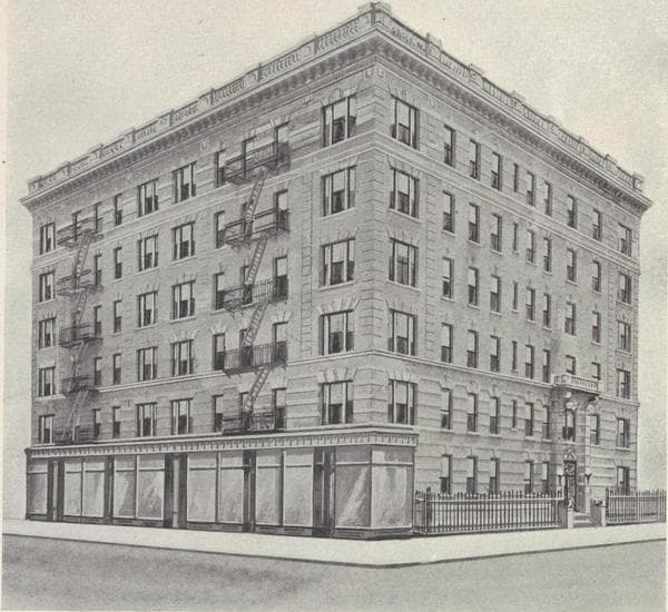 Blervie Hall, northeast corner Broadway and 144th Street; Plan of first floor; Plan of upper floors., 1909