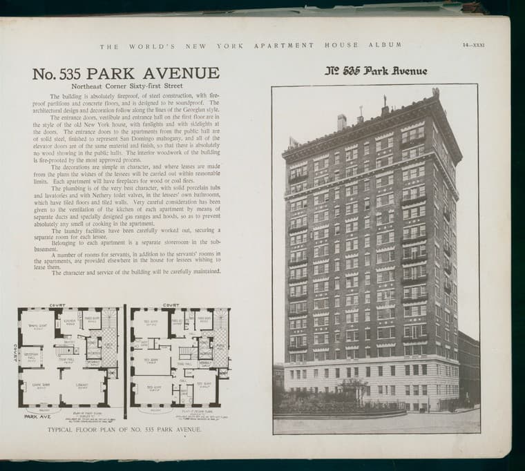 No. 535 Park Avenue. Northeast Corner Sixty-first Street., 1910-03