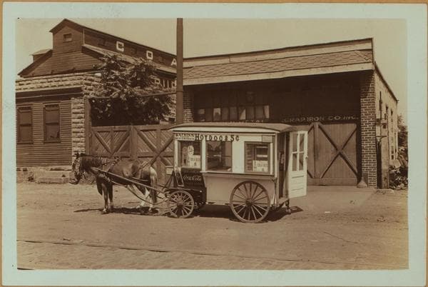 Occupations - Peddlers - Food - Refreshment Vendors - Hot Dogs - [Brooklyn]., 1935