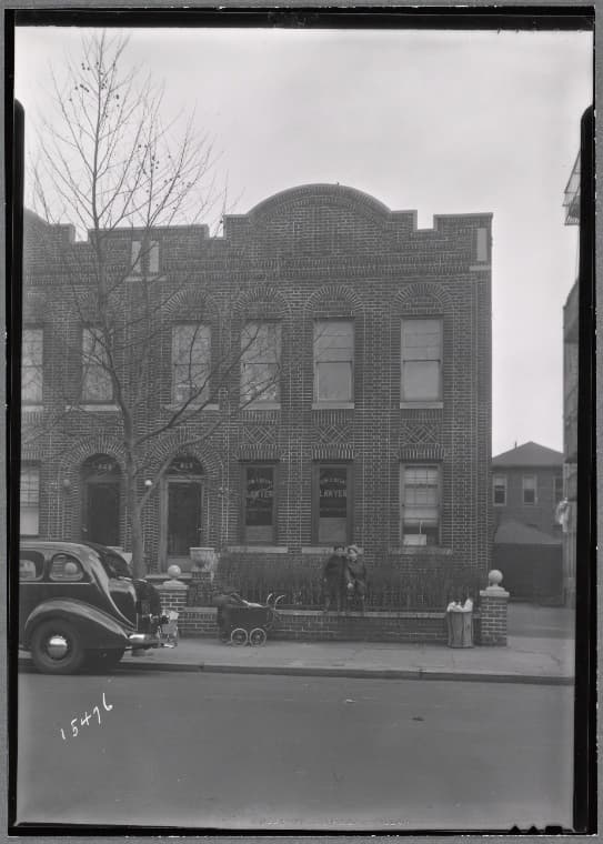 New row houses; Edw A. Segal Lawyer; kids posing: Saratoga Ave.-Riverdale Av-Livonia, Brooklyn, 1936