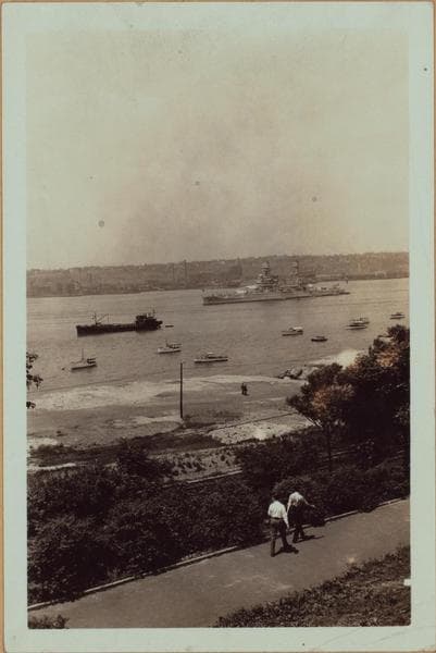 Manhattan: Riverside Park - U. S. battleships., 1934