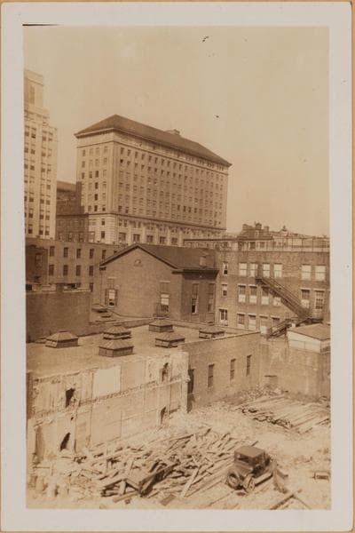 Brooklyn: State Street - Smith Street: Left: State Street, at the N.W. corner of Smith Street, showing site for the new Central Courts Building to be erected, October 5, 1929.Right: State Street, at the N.W. corner of Smith Street, showing the new Central Courts Building. This view of its Smith Street side and its rear was taken from State Street, April 13, 1931., 1929–1931