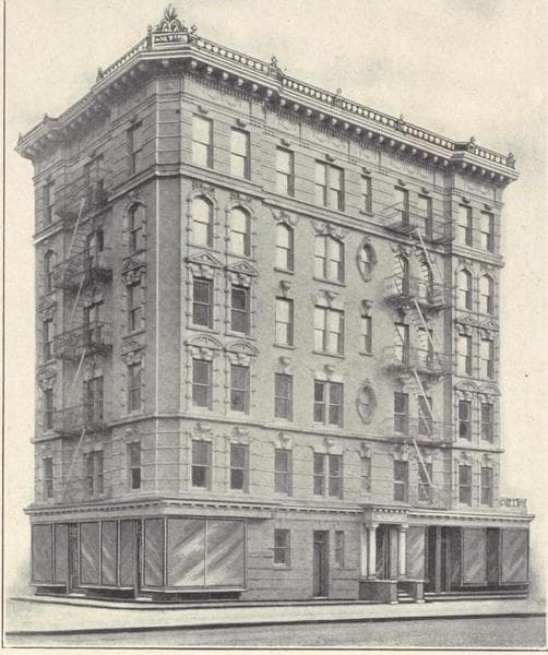 Northeast corner Second Avenue and St. Marks Place; Plan of first floor; Plan of upper floors., 1908