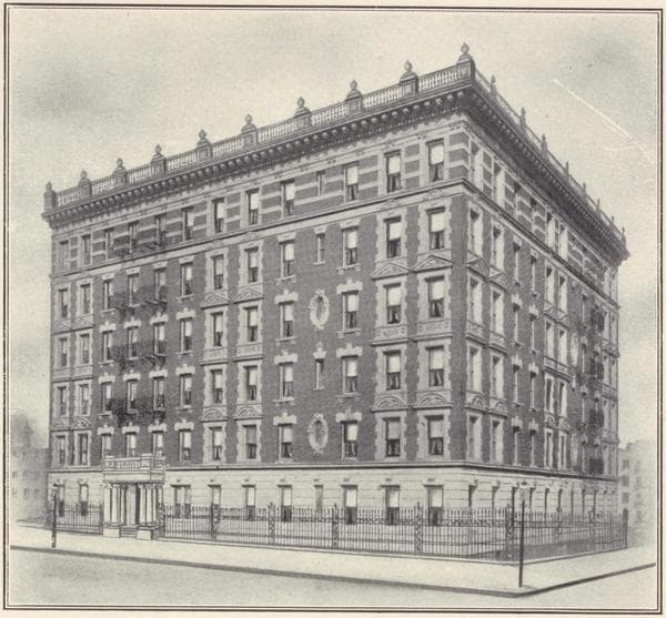 The Van Cortlandt, northwest corner Park Avenue and 96th Street; Plan of first floor; Plan of upper floors., 1908