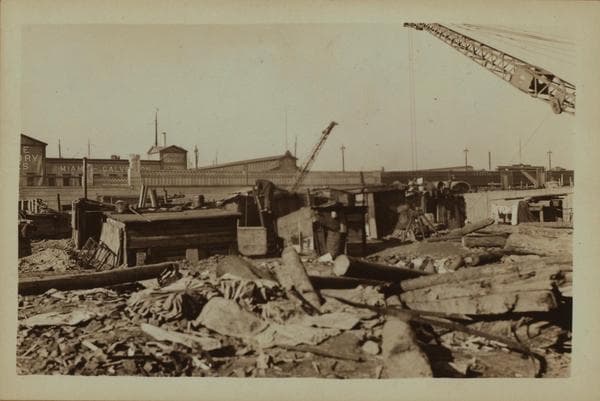 Squatters Colony between West and Washington Streets., 1932