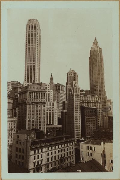 General view - [Manhattan - South Street - Seaman's Church Institute (North) - Panoramic view of Wall Street financial structures.], 1934
