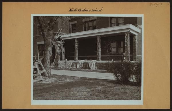 Islands - North Brother Island - [Re-painting a porch.], 1937
