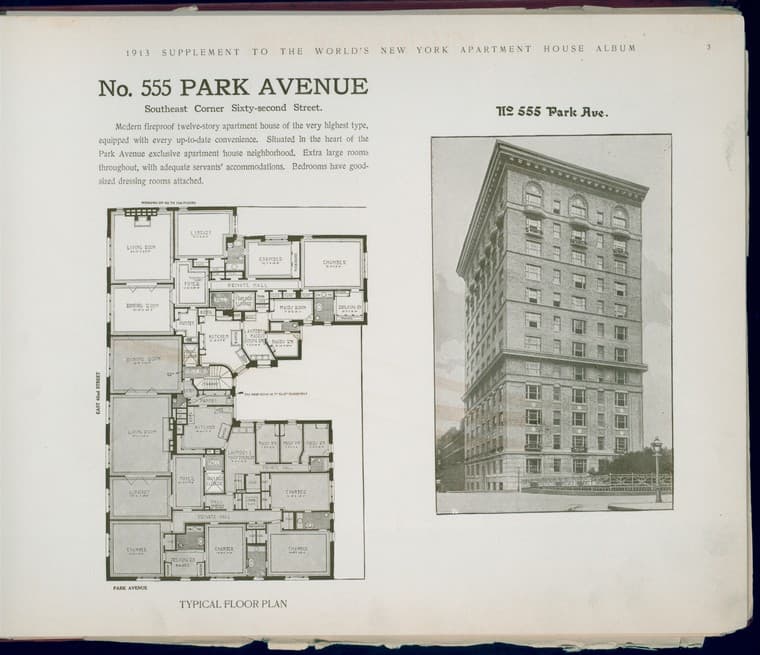 No. 555 Park Avenue. Southeast Corner Sixty-second Street., 1913