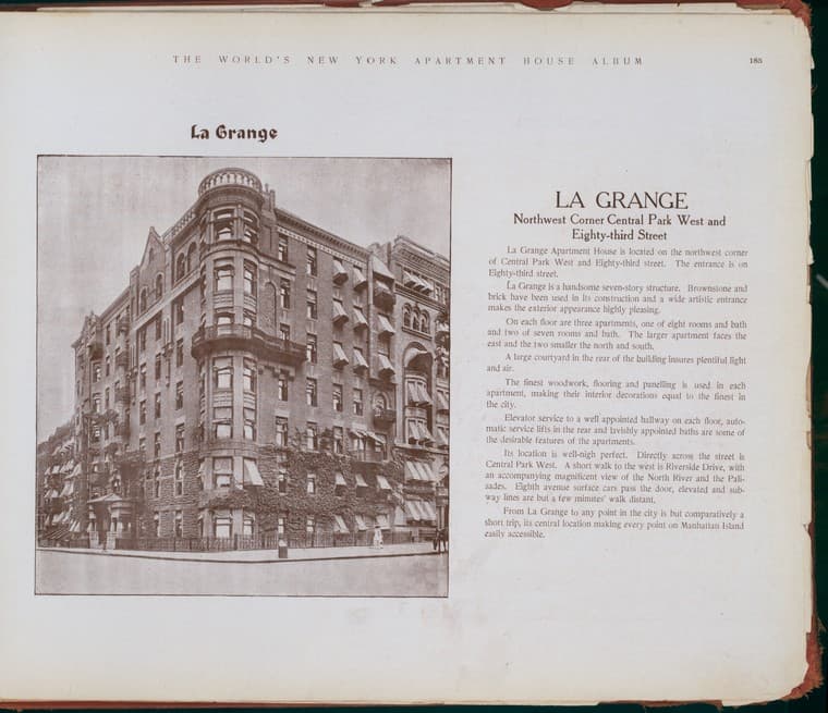 La Grange. Northwest corner Central Park West and Eighty-third Street., 1910-03
