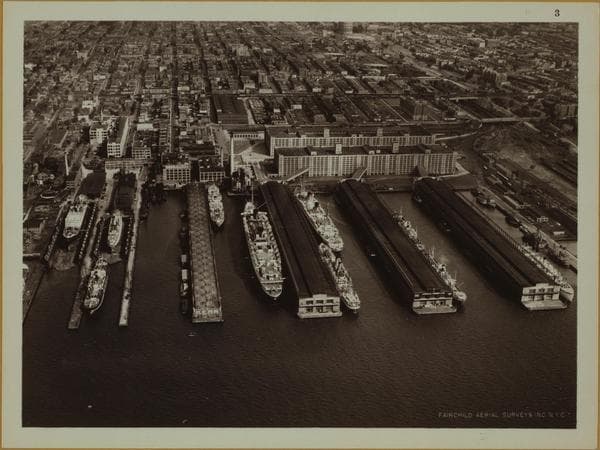 East River - Shore and skyline - Brooklyn - [North German Lloyd S.S. lines.], 1937