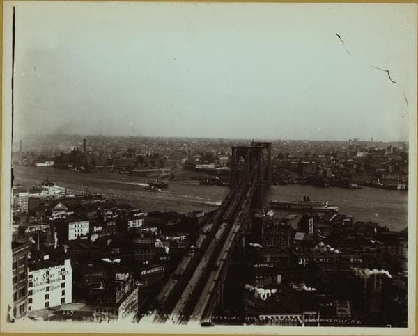 Bridges - Brooklyn Bridge - [View of the bridge over East River, as it stretches from Brooklyn to Manhattan.], 1900