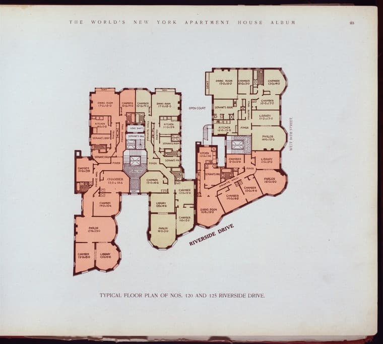 Typical Floor plan of Nos. 120 and 125 Riverside Drive., 1910-03