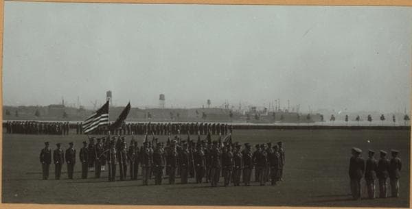 Islands - Governors Island - [The honor guard and band - Polo field.], 1940