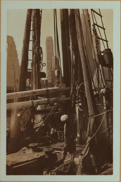 Fulton fish market docks in Manhattan - [Trawler Katherine of Saunders.], 1934