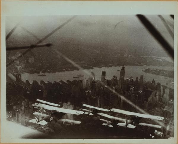Airplanes over Manhattan [during Army maneuvers.], 1930