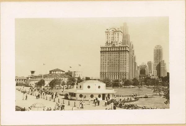 Manhattan: Battery Park Sea Wall and new ticket booth., 1936