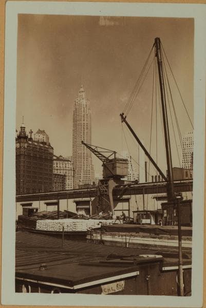 East River - Pier 6 - [New York State Barge Canal Terminal - City Bank-Farmers Trust Company - Seamen's Church Institute - 60 Wall Street Tower.], 1932