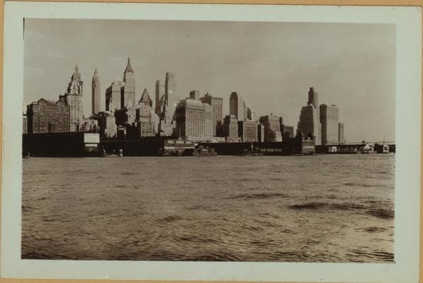 North (Hudson) River - Shore and skyline - Manhattan - Battery Park., 1937
