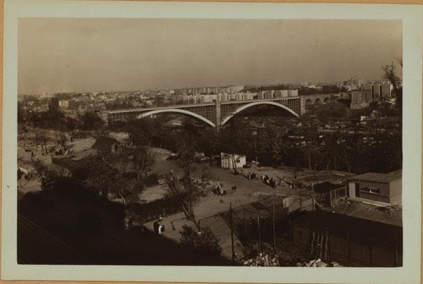 Bridges - Washington Bridge - [View of the bridge from 175th Street and Amsterdam Avenue - High Bridge.], 1934