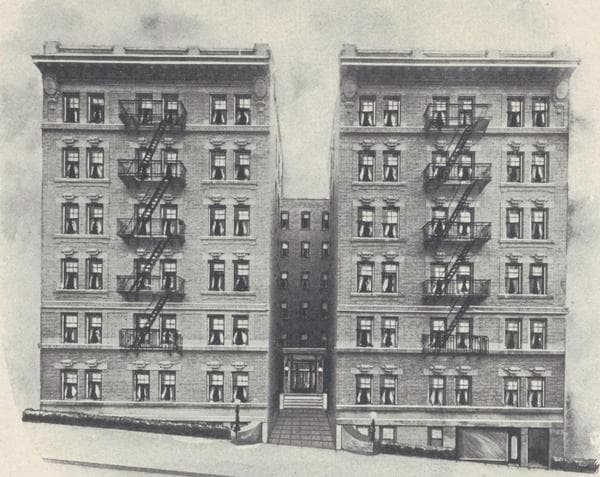 Sunderland Court, 532 West 136th Street, and Norman Court, 530 West 136th Street; Plan of first floor; Plan of upper floors., 1909