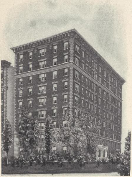 The St. Denis, N.E. corner Riverside Drive and 92nd Street ; Plan of upper floors ; Plan of first floor., 1908