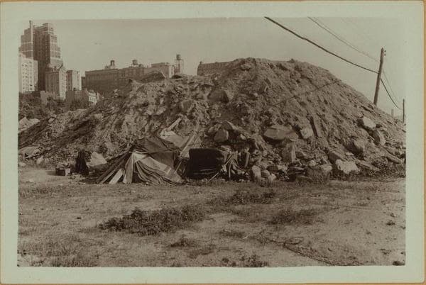 Squatters Colony at the Hudson [North] River., 1931