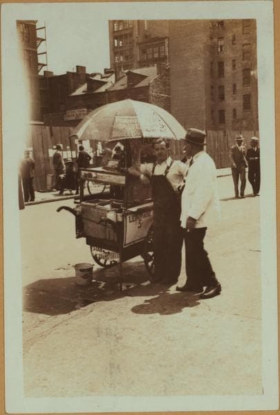 Occupations - Peddlers - Food - Refreshment Vendors - Hot Dogs - [Brooklyn]., 1933–1935