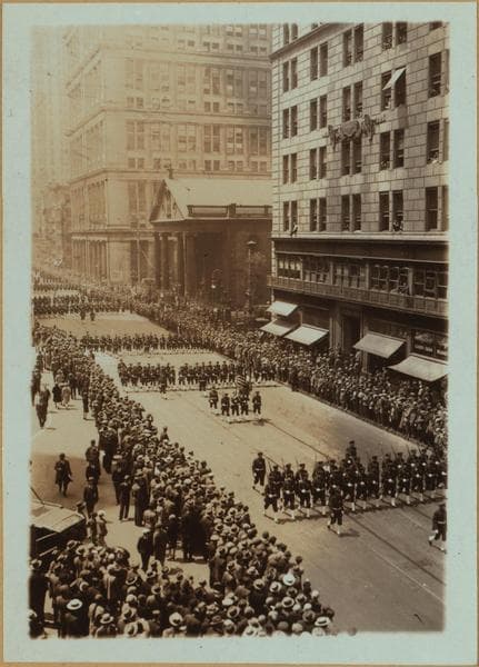 Celebrations - Marines passing St. Paul's Chapel.