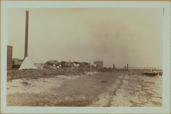 Islands - Barren Island - [Horse disposal plant - View of the island, showing a ball game in progress.], 1931