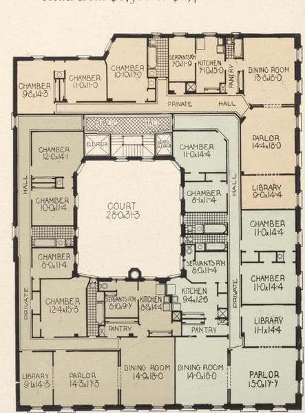The Hanover, Northeast corner Park Avenue and 83rd Street ; Plan of first floor ; Plan of upper floor., 1908