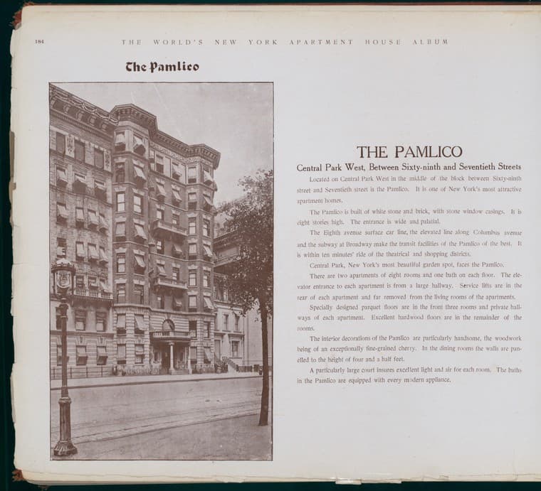 The Pamlico. Central Park West, between Sixty-ninth and Seventieth Streets., 1910-03