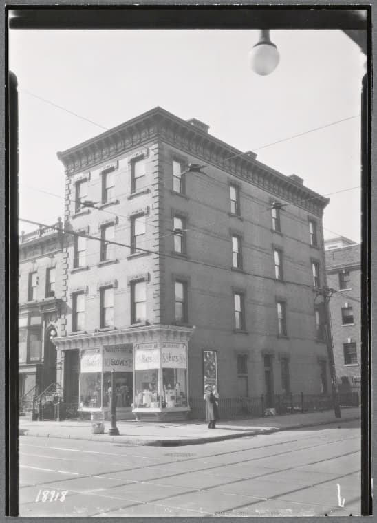 Tenement & storefront; hat & glove shop; x-ray office: 318 Tompkins Av-Gates Av, Brooklyn, 1938