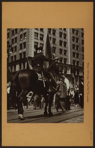 Police activities - Mounted policeman., 1938