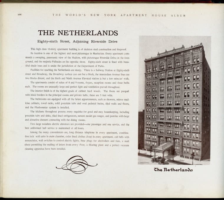 The Netherlands. Eighty-sixth Street, adjoining Riverside Drive., 1910-03