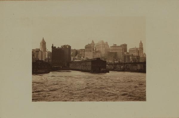 East River - Piers 7, 8, 9 - [Lower Manhattan skyline.], 1926