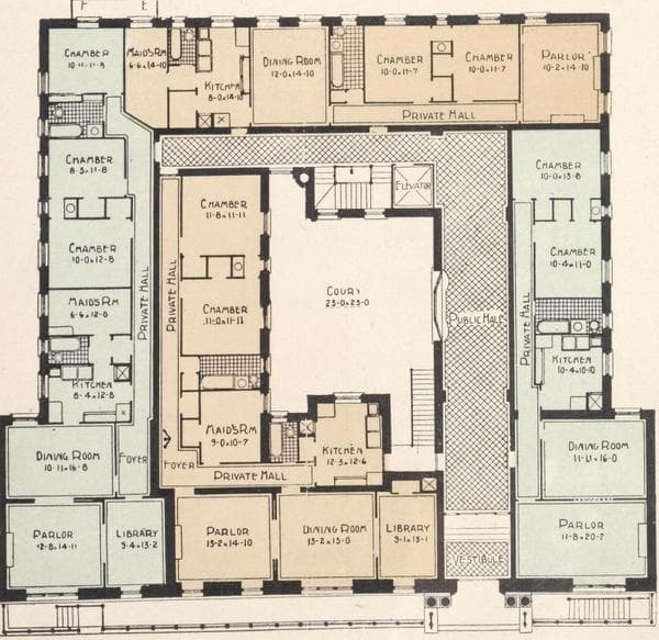 The Annamere Court, 609-615 West 155th Street; Plan of first floor; Plan of upper floors., 1908