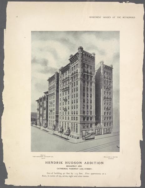Hendrik Hudson Addition, Broadway and Cathedral Parkway (110th Street)., 1908