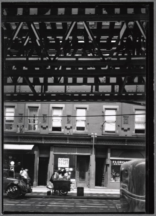 Storefronts and Fulton St. El line: 1923 Fulton St.-Howard Ave., Brooklyn, 1935