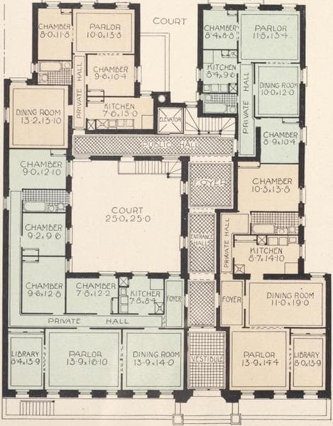 The Florentine, 540-542 West 124th Street; Plan of first floor; Plan of upper floors., 1908