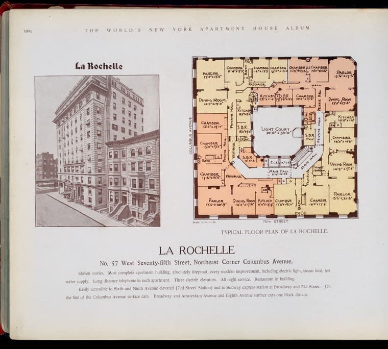 La Rochelle, no. 57 West Seventy-fifth Street, Northeast corner Columbus Avenue., 1910-03