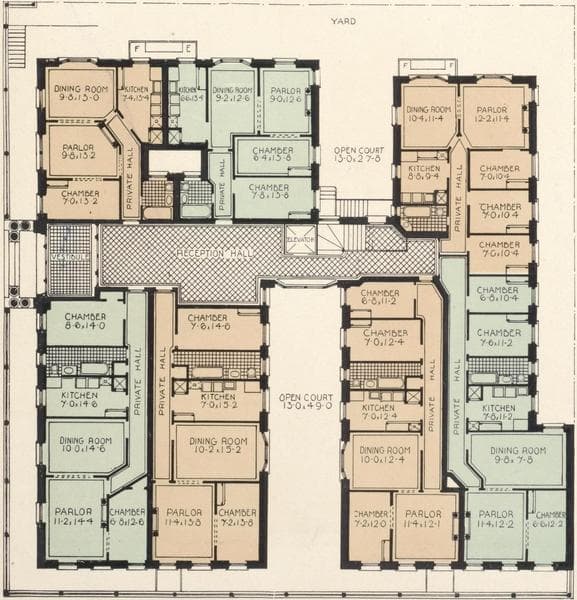Algonac Court, 175 Audubon Avenue ; Plan of first floor; Plan of upper floors., 1908