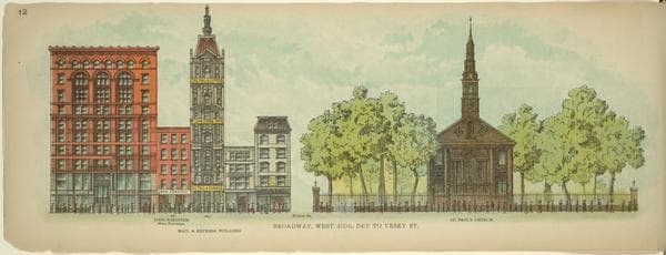 Broadway, West Side. Dey to Vesey St., 1899
