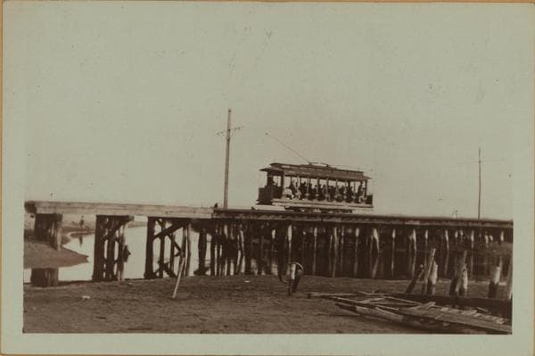 Staten Island - Ocean Breeze - [Old railway trestle and trolley.], 1929–1937
