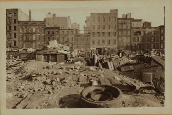 Squatters Colony between West and Washington Streets., 1932