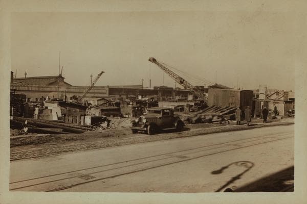 Squatters Colony between West and Washington Streets., 1932