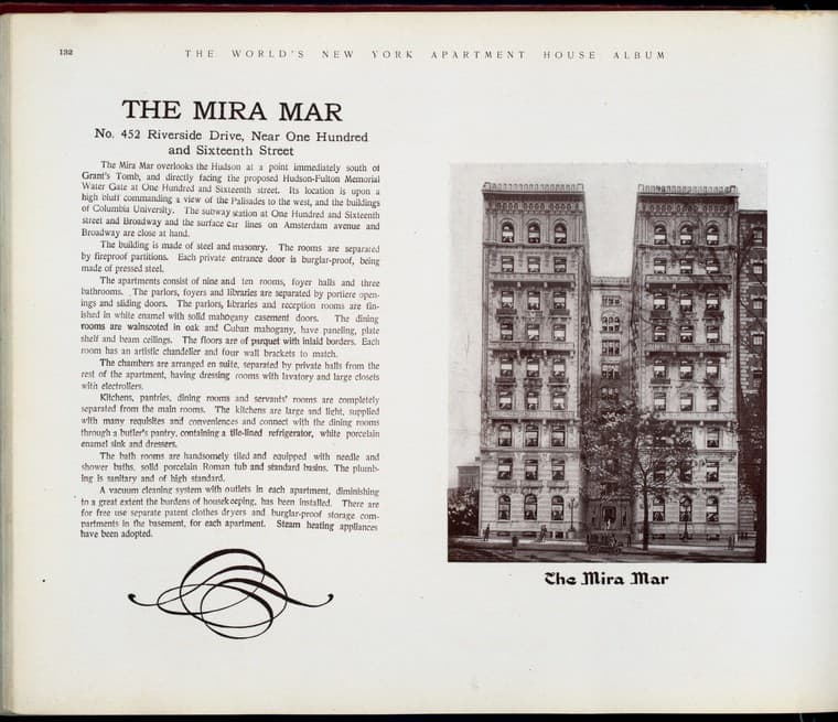 The Mira Mar. No. 452 Riverside Drive, near One Hundred and Sixteenth Street., 1910-03