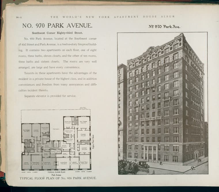 No. 970 Park Avenue. Southwest Corner Eighty-third Street., 1910-03