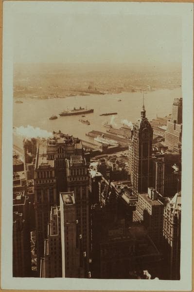 General view - [Manhattan - Between Pine and Cedar Streets - 60 Wall Street Tower (West).], 1933