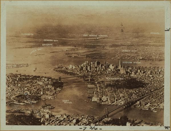 General view - New York Harbor - [An airplane view of New York Bay.], 1924