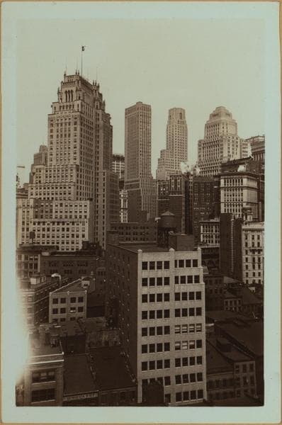 General view - [Manhattan - South Street - Seaman's Church Institute (North) - Panoramic view of Wall Street financial structures.], 1934
